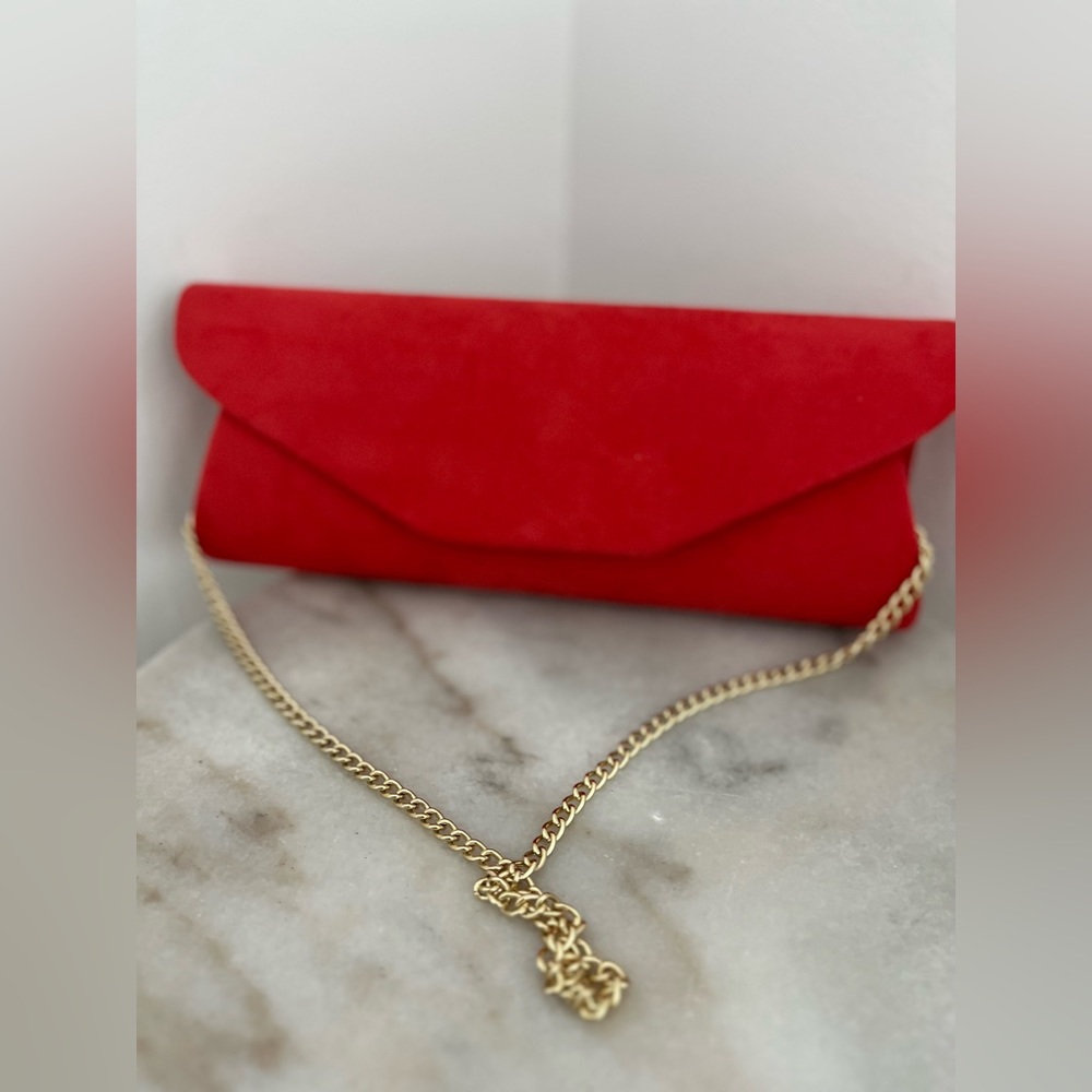 CAROLINA BOIX Mini velvet Chain Red Box Bag